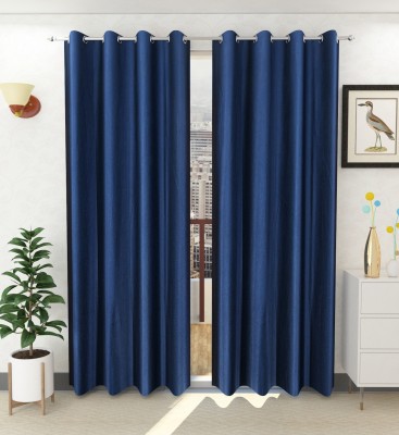BELLA TRUE 213 cm (7 ft) Polyester Semi Transparent Door Curtain (Pack Of 2)(Plain, Navy Blue)