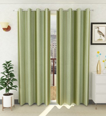 Tanishka Fabs 213 cm (7 ft) Polyester Semi Transparent Door Curtain (Pack Of 2)(Plain, Lite Green)