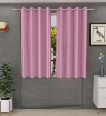 Tanishka Fabs 152 cm (5 ft) Window Polyester Semi Transparent Curtain (Pack Of 2)(Baby Pink, Plain)