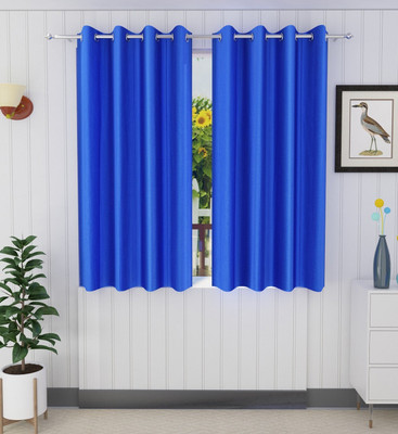 Tanishka Fabs 152 cm (5 ft) Polyester Semi Transparent Window Curtain (Pack Of 2)(Plain, Royal Blue)