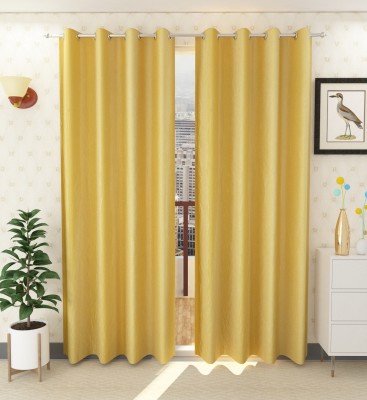 Tanishka Fabs 274 cm (9 ft) Polyester Semi Transparent Long Door Curtain (Pack Of 2)(Plain, Yellow)