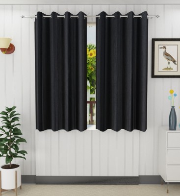Tanishka Fabs 152 cm (5 ft) Polyester Semi Transparent Window Curtain (Pack Of 2)(Plain, Black)