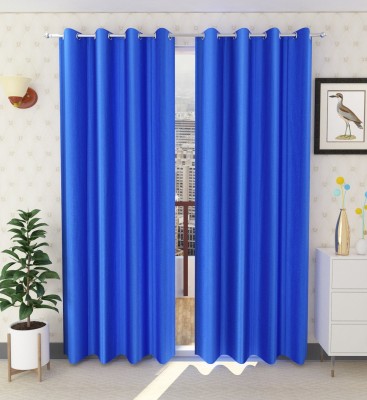 Tanishka Fabs 274 cm (9 ft) Polyester Semi Transparent Long Door Curtain (Pack Of 2)(Plain, Royal Blue)