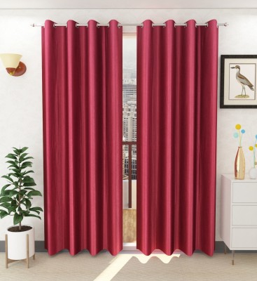 Tanishka Fabs 213 cm (7 ft) Polyester Semi Transparent Door Curtain (Pack Of 2)(Plain, Maroon)