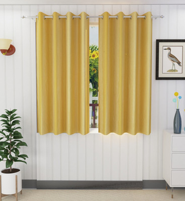 Tanishka Fabs 152 cm (5 ft) Polyester Semi Transparent Window Curtain (Pack Of 2)(Plain, Yellow)