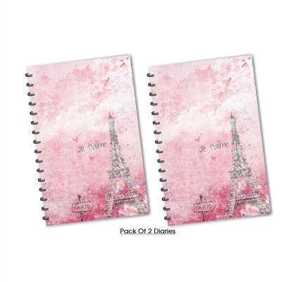 ESCAPER Pink Eiffel Tower Paris (Ruled) Designer Diary, Journal, Notebook, Notepad - Pack of 2 Diaries A5 Diary Ruling 160 Pages(Multicolor, Pack of 2)