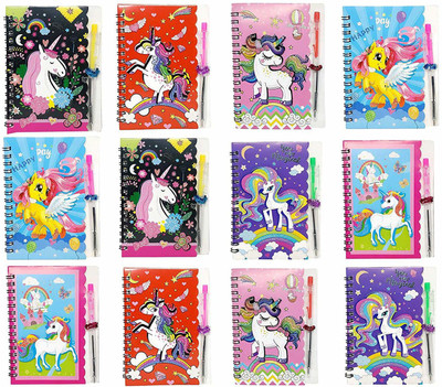 Asera Spiral Diary Pocket-size Diary Rules 34 Pages(Multicolor, Pack of 12)