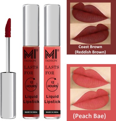 MI FASHION Liquid Lipstick Combo25(Coast Brown Liquid Lipstick,Peach Bae Lip Gloss, 6 ml)