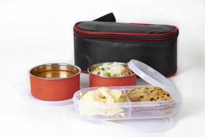 Serenity Executive Lunch Insulated Tiffin Best Steel Lunch Box Stainless Steel 2 Container with 1 Caserolles Set Lunch Box Leakproof Containers Tiffin Set with Bag for Office lunch boxes for office stainless steel lunch boxes for office lunch box For Adults And Kids (Red) 2 Containers Lunch Box(350 