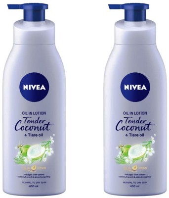 Nivea TENDER COCONUT BODY LOTION (400 ML) PACK OF 2 (WITH 2...