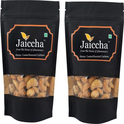 Jaiccha Snacks Dryfruits-Honey Coated Roasted Cashews 400 gms in Black Paper Pouch(2 x 200 g)