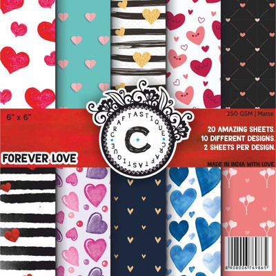 Craftastique Forever Love Designer Paperpack 6 x 6 inches 250 gsm Craft paper(Set of 1, Multicolor)