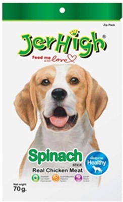 jerhigh Chicken Spinach Flavour Stick (420 gms) (Pack of 6) (Flavour Stick Snack for Dogs) Chicken Dog Treat(420 g, Pack of 6)