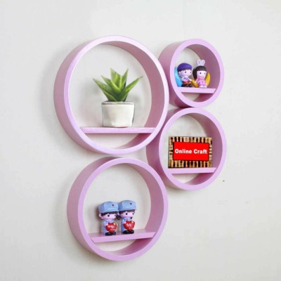 OnlineCraft ch2528 wooden wall shelf round wala pink Wooden Wall Shelf(Number of Shelves - 4, Pink)