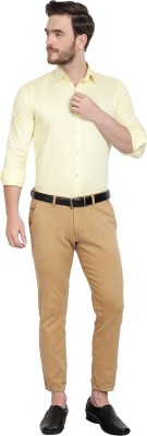 Kailashi's Collection Men Solid Formal Yellow Shirt