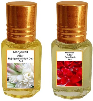 Menjewell Pack of The Rajnigandha 6ml & The Rose Fresh 6ml Natural Itra/Attar/ Perfume Floral Attar(Rose, Tuberose/Rajniganda)