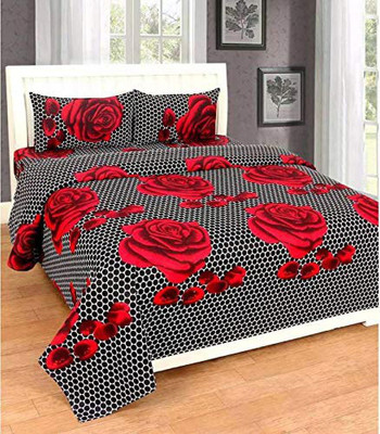 WORKING 170 TC Polycotton Double Printed Flat Bedsheet(Pack of 1, Black)