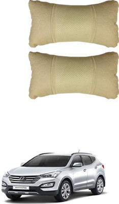 JVG Beige Leather Car Pillow Cushion for Hyundai(Rectangular, Pack of 2)