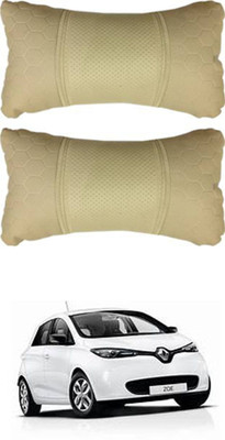 JVG Beige Leather Car Pillow Cushion for Renault(Rectangular, Pack of 2)