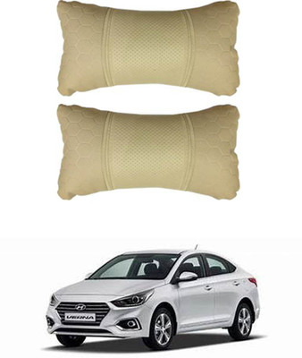 JVG Beige Leather Car Pillow Cushion for Hyundai(Rectangular, Pack of 2)