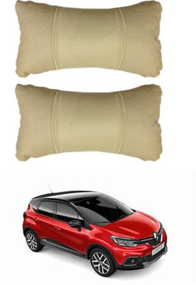JVG Beige Leather Car Pillow Cushion for Renault(Rectangular, Pack of 2)