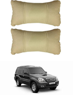 JVG Beige Leather Car Pillow Cushion for Hyundai(Rectangular, Pack of 2)