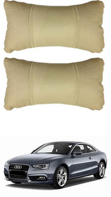 JVG Beige Leather Car Pillow Cushion for Audi(Rectangular, Pack of 2)