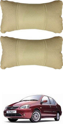 JVG Beige Leather Car Pillow Cushion for Tata(Rectangular, Pack of 2)