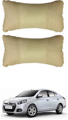 RONISH Beige Leather Car Pillow Cushion for Renault(Rectangular, Pack of 2)