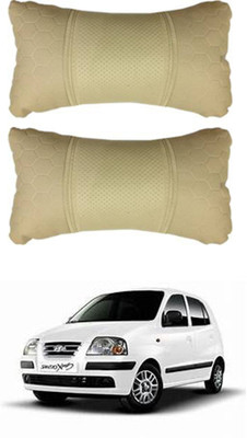 JVG Beige Leather Car Pillow Cushion for Hyundai(Rectangular, Pack of 2)