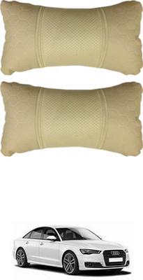 JVG Beige Leather Car Pillow Cushion for Audi(Rectangular, Pack of 2)