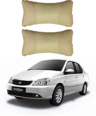 JVG Beige Leather Car Pillow Cushion for Tata(Rectangular, Pack of 2)