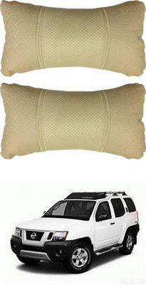 JVG Beige Leather Car Pillow Cushion for Nissan(Rectangular, Pack of 2)