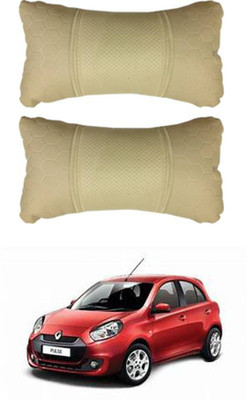 JVG Beige Leather Car Pillow Cushion for Renault(Rectangular, Pack of 2)