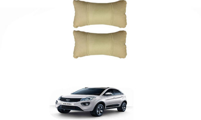 JVG Beige Leather Car Pillow Cushion for Tata(Rectangular, Pack of 2)