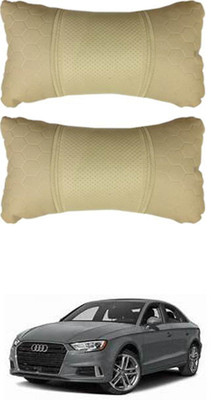 JVG Beige Leather Car Pillow Cushion for Audi(Rectangular, Pack of 2)