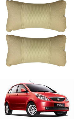 JVG Beige Leather Car Pillow Cushion for Tata(Rectangular, Pack of 2)