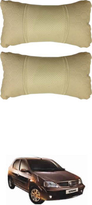 JVG Beige Leather Car Pillow Cushion for Renault(Rectangular, Pack of 2)