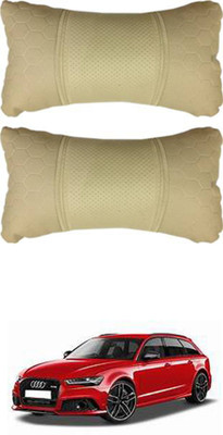 JVG Beige Leather Car Pillow Cushion for Audi(Rectangular, Pack of 2)