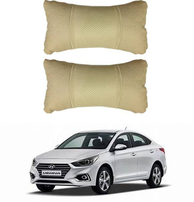 JVG Beige Leather Car Pillow Cushion for Hyundai(Rectangular, Pack of 2)