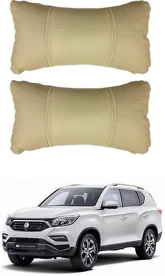 RONISH Beige Leather Car Pillow Cushion for Mahindra(Rectangular, Pack of 2)