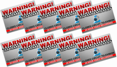 KREEPO WARNING! THESE PREMISES ARE PROTECTED BY CLOSED CIRCUIT TELEVISION 24 HOUR VIDEO RECORDING Emergency Sign
