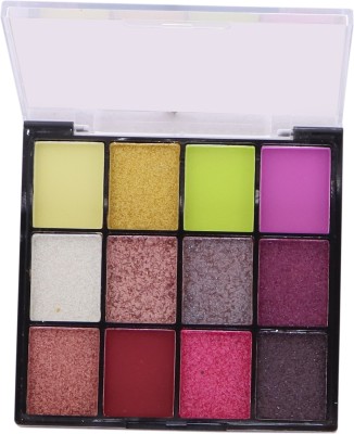 J & H 12 Color 2in1 Shimmer-Matt Eyeshadow Palette 25.2 g(MultiColor)