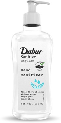 Dabur Sanitize Regular with Ayurvedic Formulation (Regular) - 500 ml Hand Sanitizer Pump Dispenser(0.5 L)