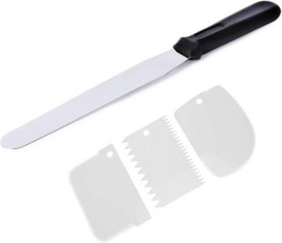 Greenstone 3 different design cake scrappers, 1 Palette Knife Kitchen Tool Set(Baking Tools)