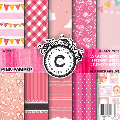 Craftastique Pink Pamper Designer Paperpack 6 x 6 inches 250 gsm Craft paper(Set of 1, Multicolor)