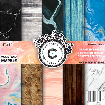 Craftastique Wood & Marble Designer Paperpack 6 x 6 inches 250 gsm Craft paper(Set of 1, Multicolor)
