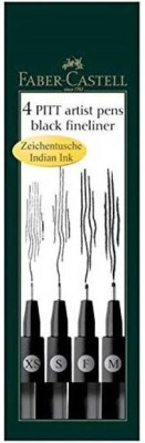 FABER-CASTELL FINELINER Fineliner Pen(Pack of 4, Ink Color - Black)