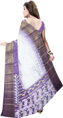 Pradip Fabrics Printed Tant Cotton Silk Saree(Multicolor)