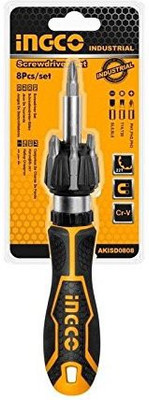 INGCO SCREWDRIVER RACHET AKISD0808 8PCS SET Combination Screwdriver Set(Pack of 8)